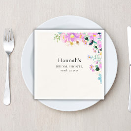 Flowers in pink tones boho summer Bridal Shower スタンダードカクテルナプキン