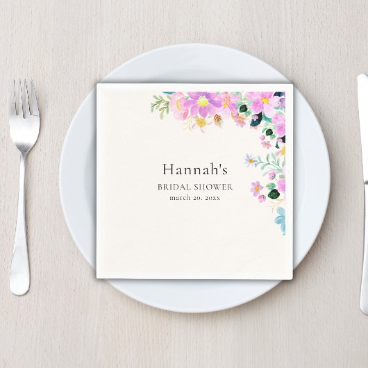 Flowers in pink tones boho summer Bridal Shower スタンダードカクテルナプキン