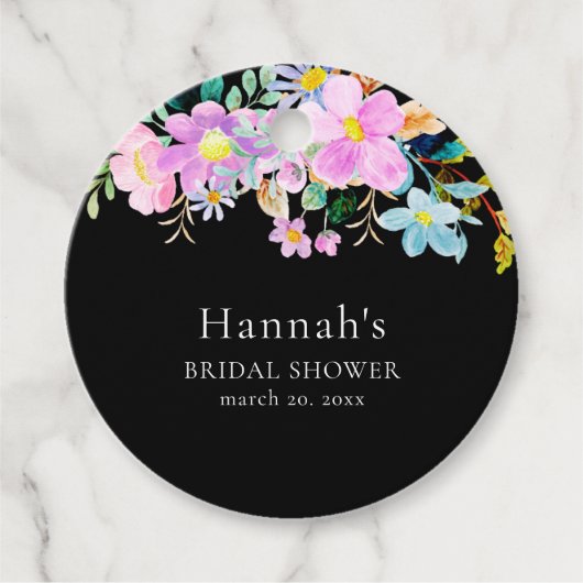 Flowers in pink tones boho summer Bridal Shower フェイバータグ (正面)