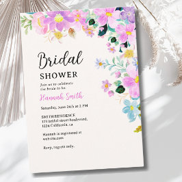 Flowers in pink tones boho summer Bridal Shower 招待状
