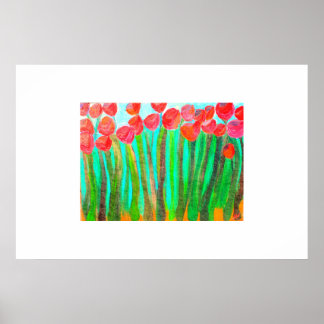 Flowers in tall grass ポスター