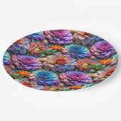 Flowers In Three D ペーパープレート (アングル)