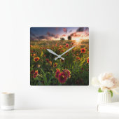 Flowers | Indian Blanket Wildflower Texas スクエア壁時計 (ホーム)