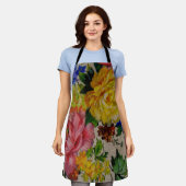Flowers japandi colors texture apron エプロン (着用した状態)