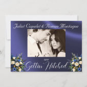 Flowers, Lace & Horseshoes Blue Ribbon Wedding セーブザデート (裏面)