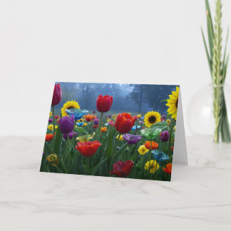 Flowers like glass in colors and shapes サンキューカード