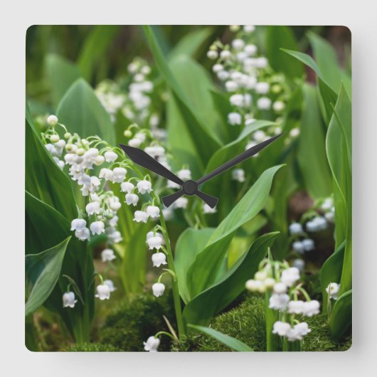 Flowers | Lily of the Valley Sweden スクエア壁時計 (正面)