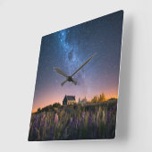 Flowers | Lupines Blooming Lake Tekapo New Zealand スクエア壁時計 (傾斜)