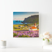 Flowers | Lupines in Bloom Southern Iceland スクエア壁時計 (ホーム)