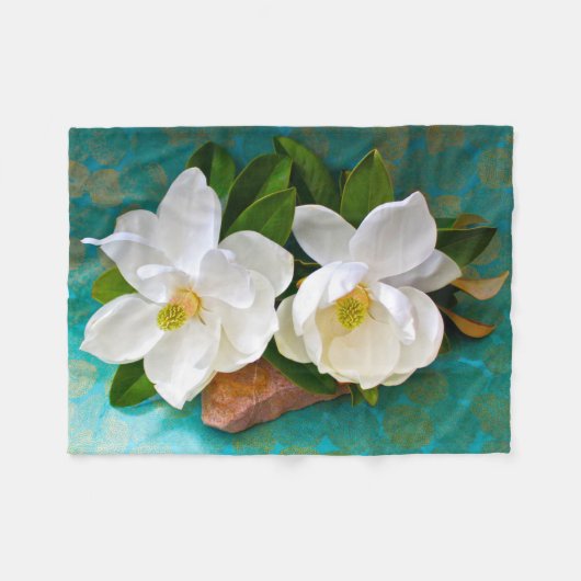 Flowers | Magnolia Flower フリースブランケット (正面(横))
