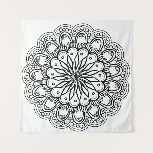 Flowers mandala hand drawing タペストリー (正面)