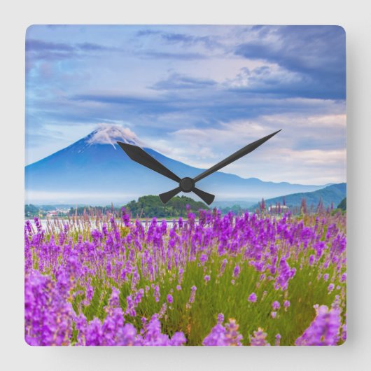 Flowers | Mount Fugi Japan スクエア壁時計 (正面)