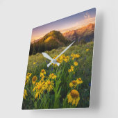 Flowers | Mountain Meadow Crested Butte Colorado スクエア壁時計 (傾斜)