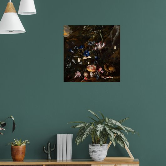 Flowers mushrooms butterflies frog & Snake ポスター (リビング1)