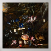 Flowers mushrooms butterflies frog & Snake ポスター (正面)