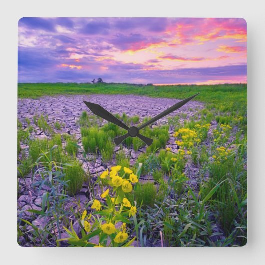 Flowers | North Dakota Red River Valley スクエア壁時計 (正面)