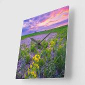 Flowers | North Dakota Red River Valley スクエア壁時計 (傾斜)
