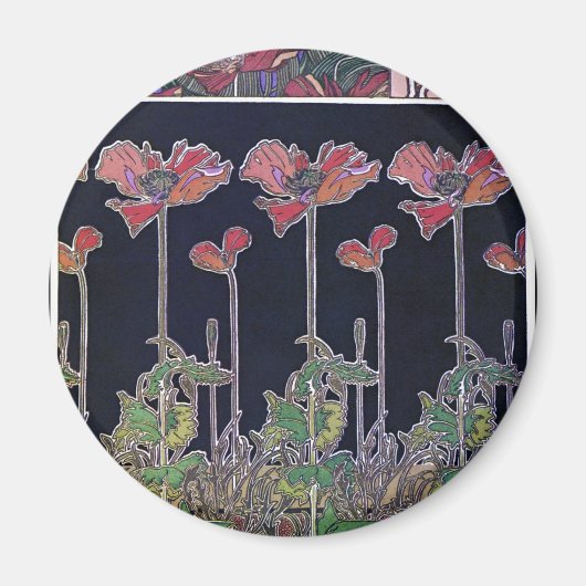Flowers of Art Nouveau Style, Mucha マグネット (正面)