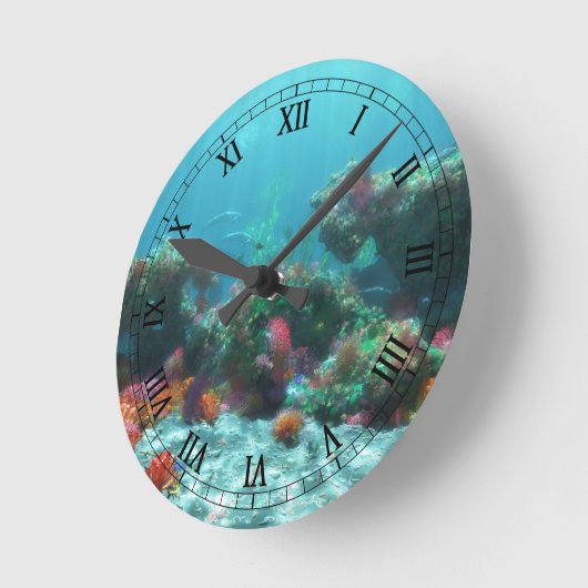 Flowers of the Sea Clock ラウンド壁時計 (傾斜)