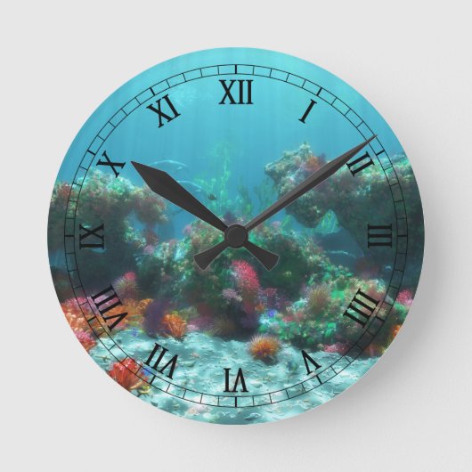 Flowers of the Sea Clock ラウンド壁時計 (正面)