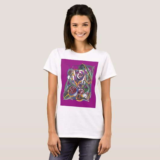 Flowers, on a purple background tシャツ (正面フル)