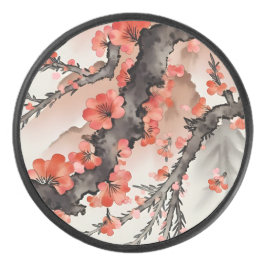 Flowers on Black アイスホッケーパック