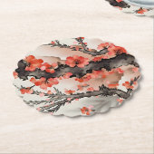 Flowers on Black ペーパーコースター (アングル)