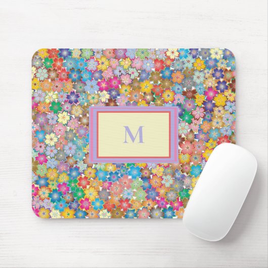 Flowers on my Desk Monogram マウスパッド (マウス)