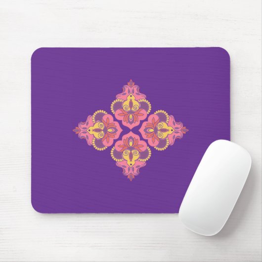 Flowers on Purple Mousepad マウスパッド (マウス)
