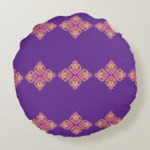Flowers on Purple Round Pillow ラウンドクッション (裏面)