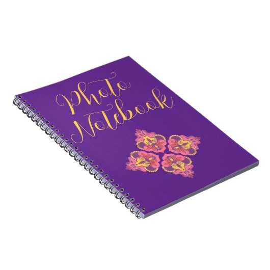 Flowers on Purple Spiral Photo Notebook ノートブック (右側)
