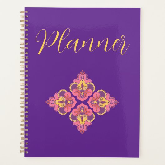 Flowers on Purple Spiral Photo Notebook プランナー手帳 (正面)