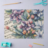 Flowers on Sheet Music Decompage 薄葉紙 (クラフト)