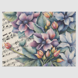Flowers on Sheet Music Decompage 薄葉紙