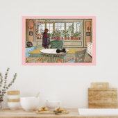 Flowers on the Window Sill Larsson Canvas Print ポスター (キッチン)
