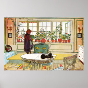 Flowers on the Windowsill by Carl Larsson ポスター