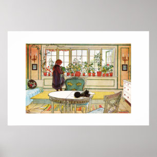 Flowers on the Windowsill by Carl Larsson ポスター