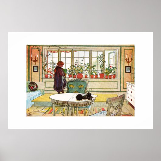 Flowers on the Windowsill by Carl Larsson ポスター (正面)