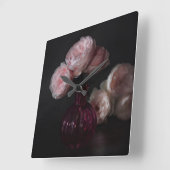 Flowers | Pale Pink Peonies in Vase スクエア壁時計 (傾斜)