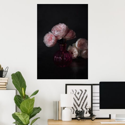 Flowers | Pale Pink Peonies in Vase ポスター (ホームオフィス)