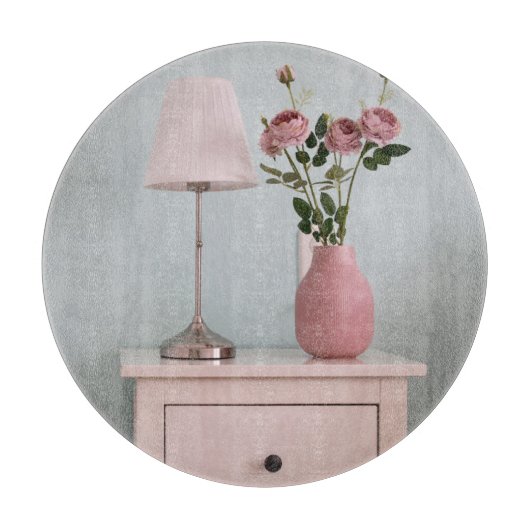 Flowers | Pale Pink Roses on Nightstand カッティングボード (正面)