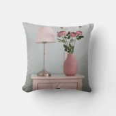 Flowers | Pale Pink Roses on Nightstand クッション (正面)