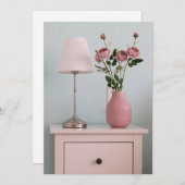 Flowers | Pale Pink Roses on Nightstand サンキューカード (正面/裏面)