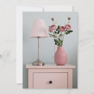 Flowers   Pale Pink Roses on Nightstand サンキューカード