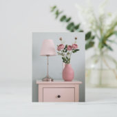 Flowers | Pale Pink Roses on Nightstand ポストカード (スタンド正面)