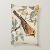 Flowers Pattern and Lovely Bird, Off White, Yellow アクセントクッション (裏面(縦))
