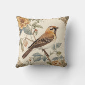Flowers Pattern and Lovely Bird, Off White, Yellow クッション (裏面)