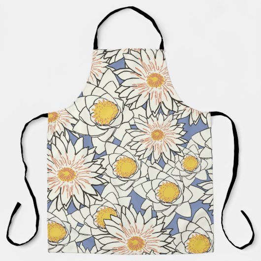 Flowers pattern lotus lily エプロン (正面)