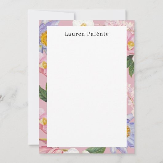 Flowers Personalized Stationery ノートカード (正面)