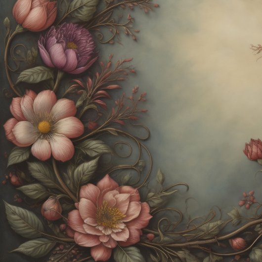 Flowers & postcard no2 vintage tissue paper 薄葉紙